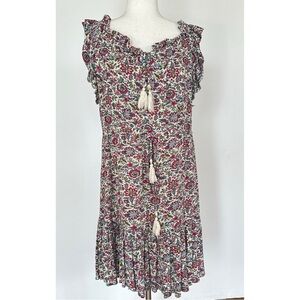 Natural Life Sleeveless Ruffle Mini Dress Ditsy Floral Print Large L